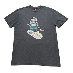 Vintage Y2K Quiksilver black T-shirt Monkey surf Print men size Large 2000’s